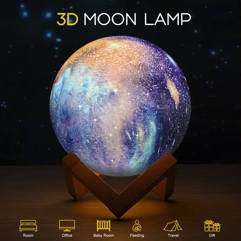 3D Galaxy Moon Lamp