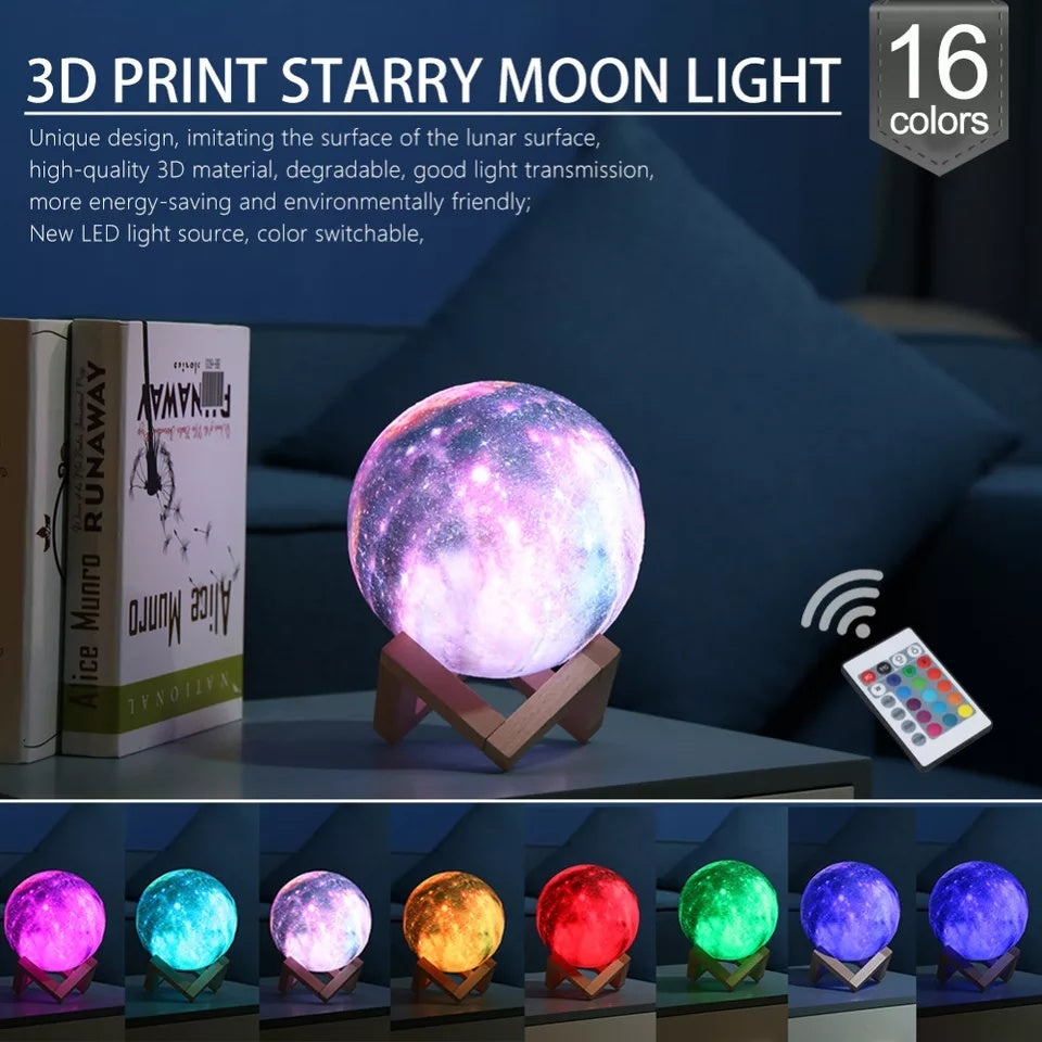 3D Galaxy Moon Lamp